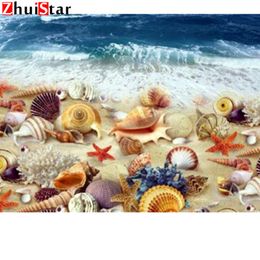 5D DIY Diamond Embroidery Shells seaside waves Cross Stitch Home Decoration Full Mosaic Crafts 3d Kit For home XY1