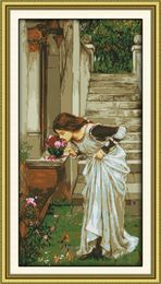 A Beautiful Angel in Backyard decor painting ,Handmade Cross Stitch Embroidery Needlework sets counted print on canvas DMC 14CT /11CT