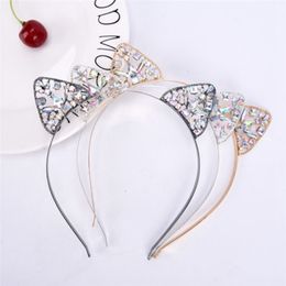 Fashion women cat ear headband glitter crystal hair band headwear cute cat ear hair accessories wholesale