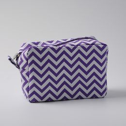 Lila Chevron-Make-up-Tasche, 25 Stück, US-Lager, klassisches Rechteck, Punkte-Druck, Kosmetiktaschen, individuelle Designer-Make-up-Hüllen, Geschenk, Toilettenartikel-Organizer-Etui, DOM106001