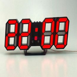 new Modern 3D LED Wall Clock Digital Alarm Clock Date Temperature mechanism Alarm Snooze Desk Table Clock in retail box
