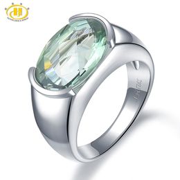 Hutang Women's Ring 6.30ct Natural Green Amethyst Wedding Rings 925 Sterling Silver Gemstone Fine Elegant Classic Jewellery Gift CJ191210