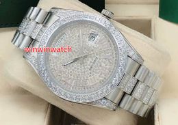 NEW arrived watch high quality Automatic men watch 41mm silver case diamond bezel and diamonds in middle of bracelet 4 Colour dial watches