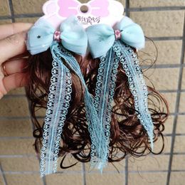 Curly Wig Hair Bow Clip Hair Accessories Princess Girl Kids Lace Pearl Cute New Sweet Kids Baby Braid Hairpin Headwear 0108