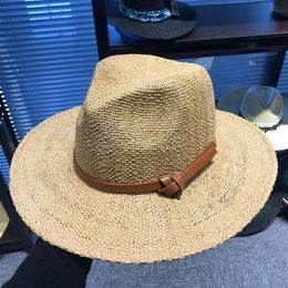 Men Wide Brim Straw Hat Outdoor Fashion Woman Woven Travel Beach Sun Hat Causal Fedora Panama ZZ