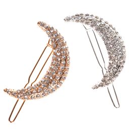 1PC New Style Women Shinning Crystal Moon Rhinestone Hair Clips Lady Hairpins Clamps