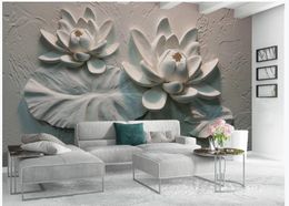 photo wall murals wallpaper 3D stereo relief lotus wallpapers background wall decoration painting