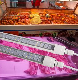 waterproof IP65 Led Tube Light Red+white Color 2ft 20w 3ft 30w 4ft 40w double line LED Tubes for Fresh Cooked Meat cooler