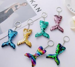 Fish tail key chain mermaid sequined key chain bag pendant birthday present