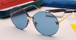 Wholesale-new fashion designer sunglasses 0353 retro round frameless popular avant-garde summer style top quality uv400 protection eyewear