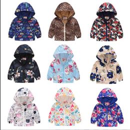 Brand Autumn Kids Jackets Girls Boys Zipper Windbreaker Coat Leopard Dinosaur Waterproof Hoodies 2-7 Years Girls Jackets 39 Styles