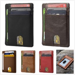 Slim Wallet RFID Front Pocket Minimalist Genuine Leather Wallet thin Card Holder Storage Bags for men