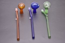 colorful 14cm Curved Glass Oil burners pipe newest design 10mm female dome with Glass oil tube pipe Water Pipes