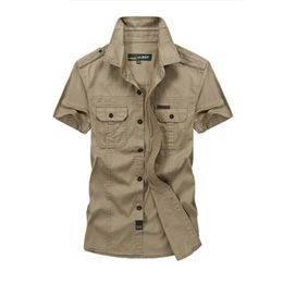 Plus Size M -5xl Summer Fashion Trend Men Casual Short Sleeve Shirt Man Cotton Afs Jeep Khaki Shirts Army Green Clothing