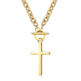 New Fashion Catholic Christian Pendant Necklace Stainless Steel Chain OT buckle Cross Pendant Necklace For Woman Men Religious Jewellery