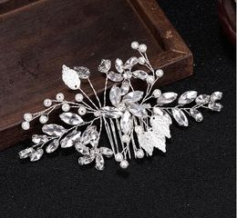 Jewelry Europe and the United States selling crystal hair comb Hand-woven leaf tiara insert comb Bridal headdress