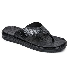 Designer Summer Flip Flops Men Slippers Crocodile PU Design Beach Sandals Casual Non-slip summer slipper BEST QUALITY Size US7-11