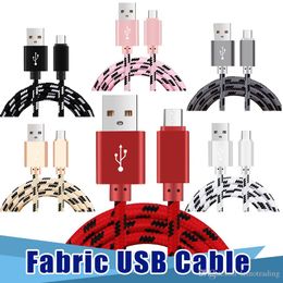 1M/2M/3M Strong Braided USB Charging Cable For type-c For Samsung s7 For HTC Mobile Phone Micro USB Wire With Metal Head Plug USB