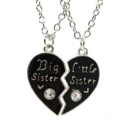 Sister Necklace Crystal Rhinestones Beat Friends Necklaces Big Little Sister Broken Heart Necklace