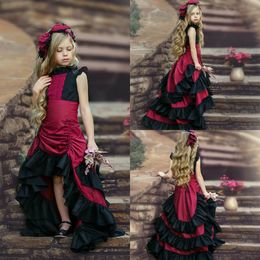 Hilo Flower Girl Dresses Jewel Sleeveless Appliqued Lace Tiered Girl Pageant Gown Sweep Train Custom Made Skirts Birthday Gown Hot Sell