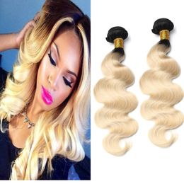 Peruvian 100% Human Hair Extensions Body Wave 1B/613 Ombre Virgin Hair 1B 613 Hair Products Double Wefts 2 Bundles