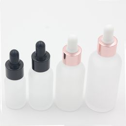 30ml 15ml Glass Dropper Bottle Essential Oil 10ml Frost White Serum Bottles with Rose Gold Cap