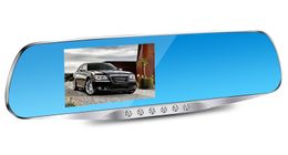 Latest Car DVR Rearview Mirror Recorder Dash Cam 4.3 Inch 1080P G-sensor Duan Lens Automatic Cycle Video Led Light Night Vision F8C