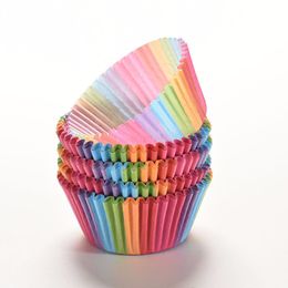 Wholesale- 100 pcs rainbow cupcake paper liners Muffin Cases Cup Cake Baking egg tarts tray kitchen accessories Pastry decorating Tools