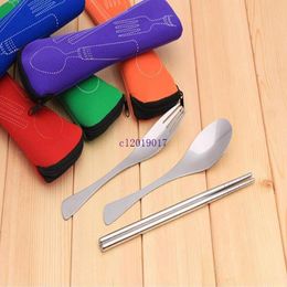 300PCS wholesale hot sale Dinnerware Set Stainless Steel Fork Cutlery Reusable Outdoor Camping Portable Bag Picnic Tableware