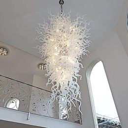 European LED Chandeliers Pendant Lamps Design White Colour Home Decoration Fancy Lighting Blown Glass Art Chandelier Lightings