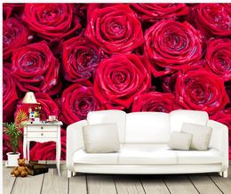 Custom Photo Wallpaper Large Wall Painting Background Wall Paper Romantic and delicate love red rose flower TV background wall