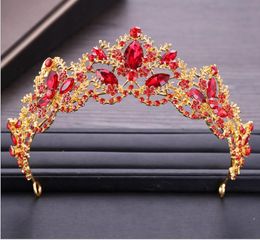 Korean Crystal Crown Red Crown Bride Performance Dress Accessories Bridal Accessories