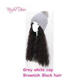 Hat cap wig winter animal Newly Knitted wool knitted wool hat bonnet de designer Synthetic Hair Warm Long Hair Wig Hat for Women