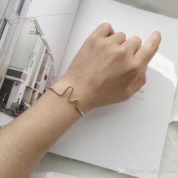 Simple and sweet fresh bangle bracelet female electrocardiogram curved open bracelet wholesale