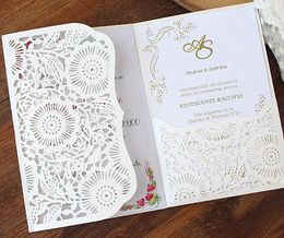 -Convites de casamento fazendo pérola branca laser estaca cartões de convite (sem envelope não interno)