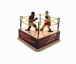 NB Tinplate Retro Wind-Up Boxers Fight in The Ring Can Punches, Clockwork Toy, Nostalgic Ornament, Kid Birthday Xmas Gift,Collect, MS381,2-1