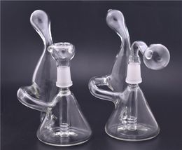 1pcs Mini Glass Recycler Bong Vortex Water Pipe Glass Pipes dab Oil Rig beaker bong With 14mm glass oil burner pipe and tobacco bowl