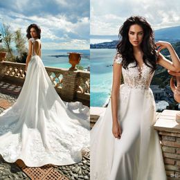 Innocentia 2020 Mermaid Wedding Dresses With Detachable Train Lace Bridal Gowns Plus Size Backless Country Wedding Dress Cheap