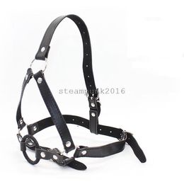 Bondage Open Mouth Ball Oral Fixation Ring Harness Face Mask Head Strap Roleplay Harness 876E