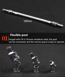 46pcs Tools Socket Set Automobile Motorcycle Car Repair Tool Precision Ratchet Wrench Sleeve Universal Joint Hardware Kit Box255U