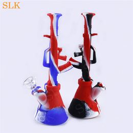 9 Inch Silicone Bong Hookah FDA Approved Reusuable Non Stick Wax Herb Tobacco smoking pipes glass water bongs