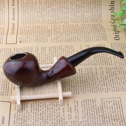 Resin pipe imitated mahogany bakelite carved tobacco pipe metal pipe pot bend type removable