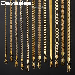 Mens Womens Necklace Chain Gold Filled Figaro Hammered Snake Curb Gold Necklaces for Women Men Fashion Jewelry 2 3 4 5 6mm LGNN2