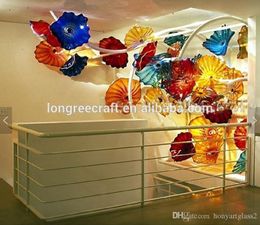 Wholesale Price Cheap Antique Murano Glass Flower Plates Wall Art Coloured Glass Hanging Plates