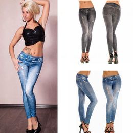 Frauen weiche Strumpfhosen Leggings Frau Jeans Denim nahtlose Leggings dünne sexy Hosen Schlanke Stretchhose Boden Ljja3132