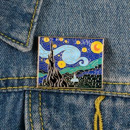 Van Gogh The Starry Night brooches Pins Denim Clothes Badge Buckle Creative Jewellery gift For Friends