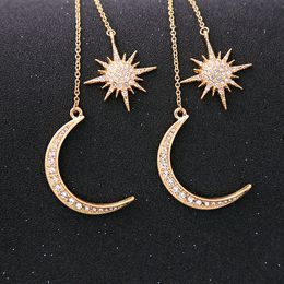 hot Woman's Shiny Crystal Star Moon Earrings Gold Color Crescent Star Charming Earrings for Women Diamond earrings Party SuppliesT2C5135