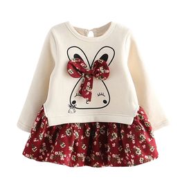 Fashion Baby Girl Dress Cartoon Rabbit Bunny Floral Princess Party Dress Clothes Kids dresses for girls meisjes jurk