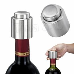 Stainless Steel Wine Stoppers Vacuum Sealed Wine Bottle Stoppers Plug Pressing Type Champagne Cap Storage barwareT2I5648