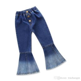 Pantaloni jeans delle ragazze ragazze a zampa d'elefante Bambini pantaloni delle attrezzature della molla del bambino del costume di modo bambini Vintage Jeans